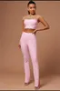 Women's Two Piece Pants 2024 Pink Color Women Sexy High Street Crystal Mesh Tops Bodycon Bandage Set Evening Party Celebrate Wear