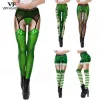 Leggings VIP Fashion New Cosplay St. Patrick's Day 3D Clover Printed Leggings Women Fake Lace Skinny Pants Sexiga kvinnliga leggings