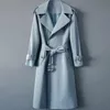 Homme élégant veste longue mode coréenne revers Trench manteau pour hommes de luxe coupe-vent décontracté hommes manteau printemps pardessus mâle 240304