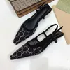 slingback sandals fashion women dress shoes sexy heels designer black crystals sparkling back buckle sexy kitten heel wedding shoes