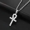 DE haute qualité bijoux fins 925 en argent Sterling VVS Moissanite Ankh croix pendentif collier pour hommes femmes avec certificat GRA