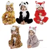 Costumi Pagliaccetti per neonati Inverno Kigurumi Tiger Panda Cat Costume per ragazze Ragazzi Bambino Animale Tuta Abbigliamento infantile Pigiama Tuta per bambini