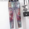 Jeans Herbst Winter neue Jeans Hot Stamping skniiy Stretch Bleistift Jeans plus Größe 3XL kostenloser Versand 240304