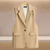 Kvinnors västar Spring Summer Single Button Suit Vest Women Sleeveless Outwear Streetwear Ladie Solid Lapel Collar Business Jacket M603