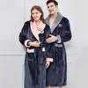 Damen-Nachtwäsche, Übergröße 4XL, Winter-Frauen-Flanell-Robe, verdicktes Korallen-Fleece, Paar-Nachtwäsche, Bademantel-Kleid, lockeres, lässiges Heimkleid