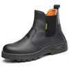 Stövlar mäns casual ståltå täcker arbetssäkerhetsko läderarbetarskor Black Security Boot Ankel Botas Zapatos de Seguridad
