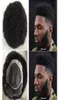 Posticci da uomo Unità di capelli afro anteriore in pizzo con mono parrucchino NPU Indain sostituzione dei capelli umani vergini Remy per uomini neri6726114