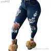 Jeans pour femmes Jeans pour femmes vêtements trou cassé lavé Leggings minces pantalons longs printemps été pantalon grande taille 240304