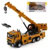 Hög simulering 1 50 legering dra tillbaka Engineering Crane Modeldump Excavatorsound and Light Truck Toy 240223