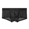 Slips Sexy Hommes Trunks Slips Mesh Transparent Poche Boxer Bikini Sous-Vêtements Doux Respirant Sans Couture Transparent Homme Slips