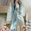 Chińskie Hanfu Women White Tea Hezi Spódnica ciężka haft haftowy Gradient Super Immortal Performance Dress 240220