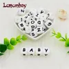 Lcmombay 12mm 200pc brev silikonpärlor engelska alphabe matklass tugga diy baby tänder leksaker hänge 240226