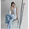 Women's Jeans Womens Jeans 2021 Autumn High-Waisted Straight Color Gradient Ripped Long Trousers Loose Retro Baggy 240304