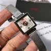 42% de descuento reloj Reloj Kou Jia flor de camelia de tres colores Chi piel de vaca cuadrado pequeño chicas de azúcar moda banda de acero de cuarzo Camellia Flower Square