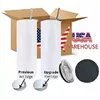 US CA warehouse20oz Sublimação Copos retos com fundo de borracha de palha de aço Copo inoxidável Caneca de café Garrafa de água Copos brilhantes