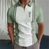 Poker Mens Tops Turn-Down Collar Dragkedjor Golf Letterkläder Män Kort ärm Tee Plain T-shirt Allmänt skjorta Löst andningsbar 240229