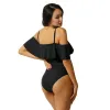 Stroje kąpielowe Tiaobug Kobiety Summer One Piece Swimming Suit Off Ramper Ruffled Kathing Suits