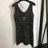 Podstawowe sukienki swobodne luksusowa cekinowa sukienka Kobiet Sexy Camisole sukienka moda haft randki Sundress Deep V Spódnica sukienka zbiornika 240304