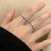 Cluster ringen punk zirkon zwarte vlinder voor vrouwen meisjes mode eenvoudige hartvinger 2 van de set zoete cool trendy sieradencadeau