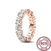 حلقات الكتلة 925 Sterling Silver Women's Fluy Diamond Shining Pear Blossom Logo Ring Festival Fashion Diy Charm Jewelry