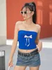 Canottiere da donna Donna Y2K Top a tubo Estate Backless Slim Bandeau Crop Estetica vintage Stampa Camicie senza spalline Streetwear