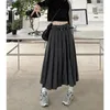 スカート女性のための長いAラインスカートハイウエストプリーツスタイルの長さ韓国のファッション服