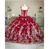 In Stock Special Occasion Dresses Bury Gold Quinceanera Dress 2023 Straps Neck Sparkle Floral Sequins Beading Tle Puffy Sweet 16 Gow Dhpo0