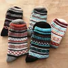 Chaussettes en laine pour femmes, 5 paires de poils de lapin, tricot rétro, rayures chaudes d'hiver, Tube à carreaux, vente en gros d'usine pour hommes