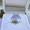 클러스터 반지 실제 2ct moissanite d 컬러 925 스털링 실버 라운드 컷 패스 테스트 다이아몬드 밴드 웨딩 기념일 반지 고급 쥬얼리