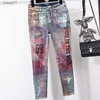 Damen Jeans Winter neue Jeans Mode Hot Stamping skniiy Stretch Bleistift Jeans plus Größe 3XL kostenloser Versand 240304