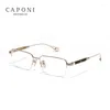 Óculos de sol caponi vintage masculino óculos quadro puro acetato de titânio anti luz azul luxo olho marca designer óculos jf7566