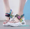 Rimocy Chunky 플랫폼 Big Rhinestones PVC Sandals 여성 여름 패션 투명한 슈퍼 하이힐 웨지 샌들 리아 Mujer