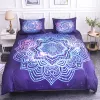 Set Mandala Däcke Cover Set King Size Lotus Flower Blue Purple Pink Bedding Set Bohemian Mandala Style Soft Polyester Quilt Cover