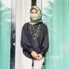 Toppar turkiska blusar isamiska kläder muslimska mode toppar kvinnor lång ärm arbete blues casual knappar ol shirt mujer femme musulman