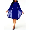 Vestite Fashion Blue Cape Slim Adatta Abiti per bodyCon rotondi da donna Elegante cocktail party per banchetti abiti abiti outfit vestidos