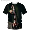 Mäns t-shirts Nya sommarvatten mode saxofon mönster män t-shirts casual 3d tryck tees hip hop personlighet rund hals korta ärm toppar l240304