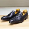 Dress Shoes Handmade Loafers Men's Business Casual Leather Pointed Tassel Crocodile Pattern Fashion Trendy Men 2024 Spring