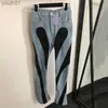 Jeans da donna Splicing Pantaloni in denim per donna Pantaloni a vita alta Marchi di stilisti Jeans Slim Pantaloni lunghi 240304