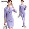 Women's Two Piece Pants Asymmetric Size S-4XL Women Pant Suit High Quality Blue Purple Black Pieces Set Single Button Blazer With Trouser