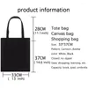 Shopping Bags Women's Fabric Bag Fashion Classic Love Heart Pattern Series Shoulder Reusable Black Print Canvas Shoper Tote