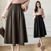 Jupes Style coréen bureau dames épaissi laine Midi a-ligne jupe 2024 automne hiver taille haute élastique élégant poche plissée