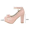 Robe chaussures PXELENA 2024 automne printemps lolita princesse fête soirée pompes volants noeud papillon plus taille 34-43 femmes mariage blanc