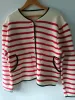 Cardigans Spring Autumn Red White Striped Women French French Beded Knited Cardigan Długie rękawie kurtka kolorowa Y2K H151