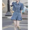 Spicy Girl Denim Set Womens Summer Thin Fashion Small Tall Waist Half skirt 221010