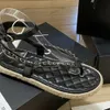 papa sandalen espadrilles voor dames string sandaal ketting gouden slippers leer gewatteerde gesp kaviaar luxe dame kristal platform zomer strand zwembad dia's muilezels 2024