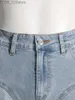 Jeans Jeans Creative Slim High Waist Split Deconstruct Panelled Patchwork Blue Denim 240304