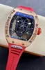 2024AMG 공장 남성 시계 RM052 투르 빌론 운동 강철 금속 케이스 수입 고무 스트랩 사파이어 거울 깊이 방수 시계