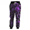 Pantalon pour hommes Y2K Harajuku Hommes Pantalons de survêtement 3D Full Print Crânes Pourpres Mâle Hip Hop Horreur Noir Long Streetwear Vintage Médiéval Kpop