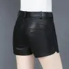 Shorts feminino primavera calças de couro curto outono e inverno pu fluxo hip ropa mujer