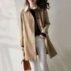 Trench 2021 Autumn Casual Women Trench Coat Solid Color Single Breasted Classic Windbreaker Korean Fashion Temperament Kvinnliga ytterkläder